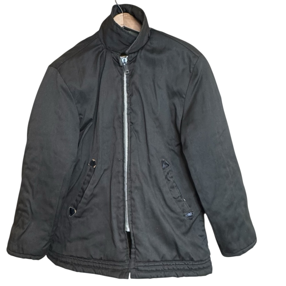 Vintage 50s ? Quilted Lining Military Jacket Emar Metal Zipper sz M Hood Zipper
